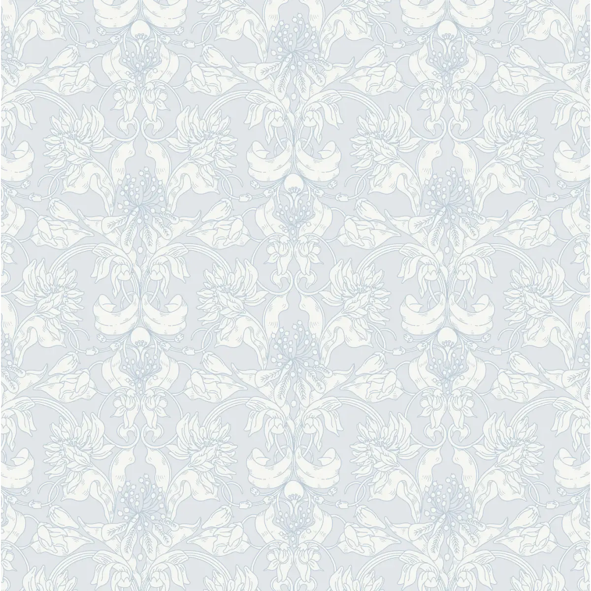 Vera Wallpaper - Botanical Detailed Drawings - by Grateful Artsy Soul - Sample 1 foot by 1 foot / Blue - Loomwell Home
