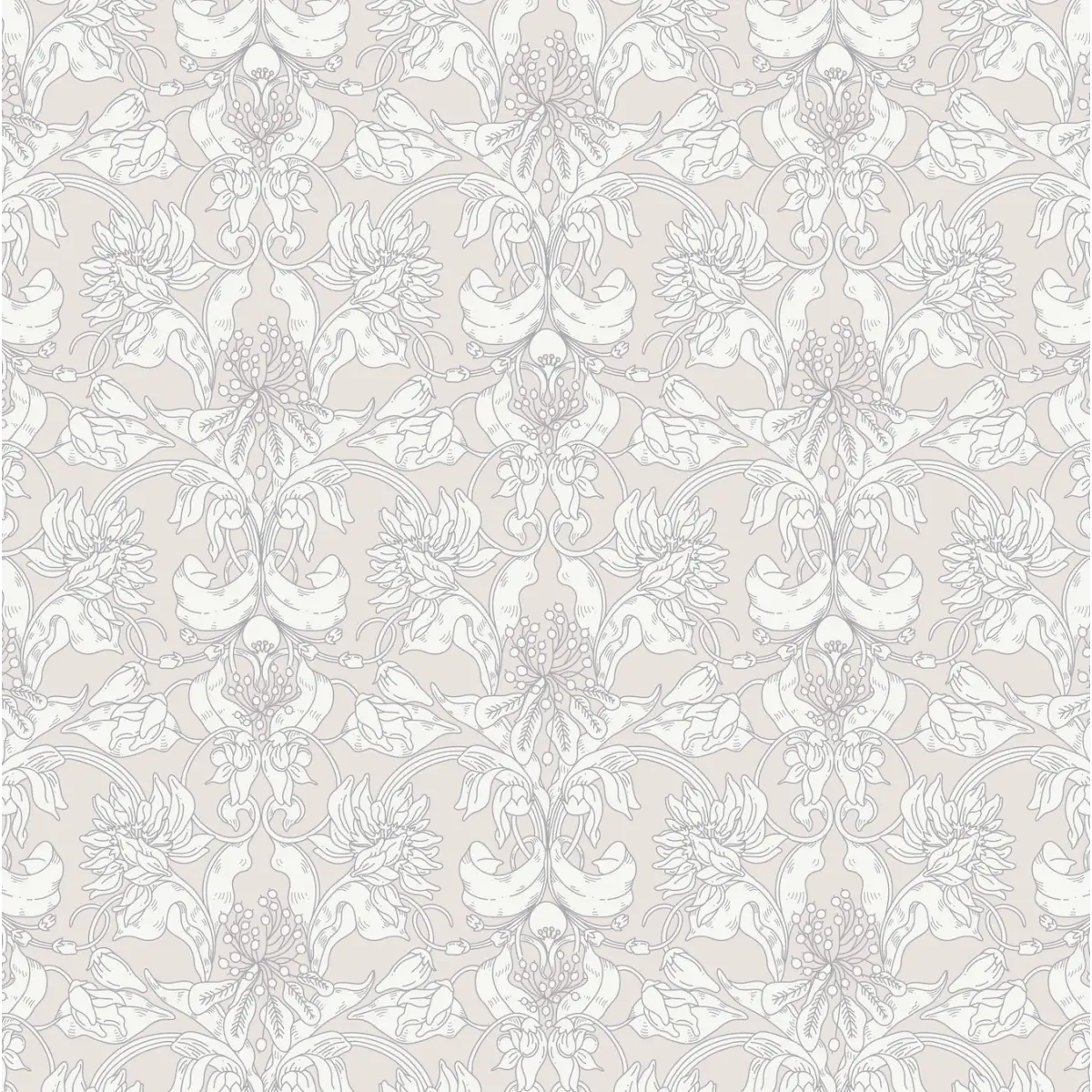 Vera Wallpaper - Botanical Detailed Drawings - by Grateful Artsy Soul - Sample 1 foot by 1 foot / Blush - Loomwell Home