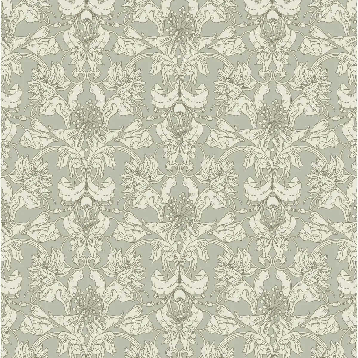 Vera Wallpaper - Botanical Detailed Drawings - by Grateful Artsy Soul - Sample 1 foot by 1 foot / Sage - Loomwell Home