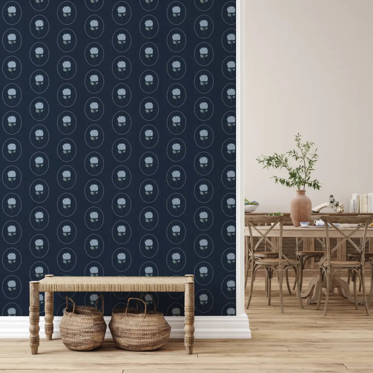 Vincent Wallpaper - Hydrangea Ovals - by Ashton Elizabeth - Loomwell Home Goods