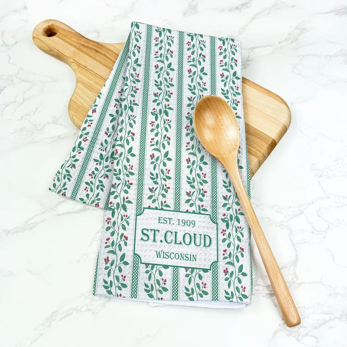 Kitchen Towel - Vintage Christmas - Alton Illinois - Indigo Tangerine