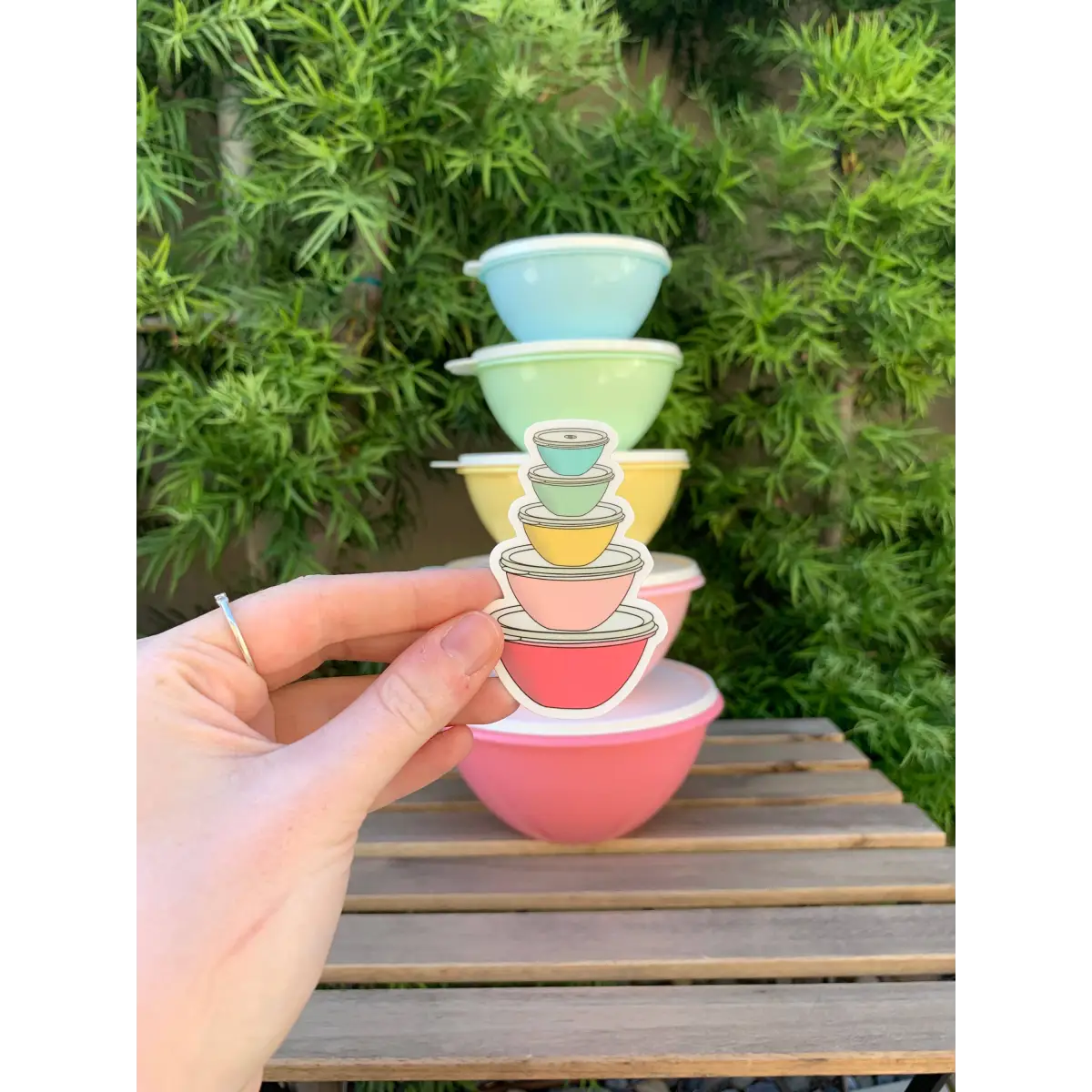 Vintage Pastel Tupperware Wonderlier Bowls Magnet - Extremely Retro