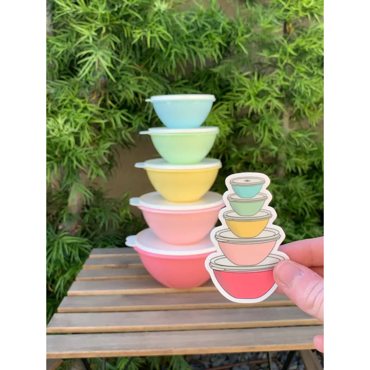 Vintage Pastel Tupperware Wonderlier Bowls Magnet - Extremely Retro