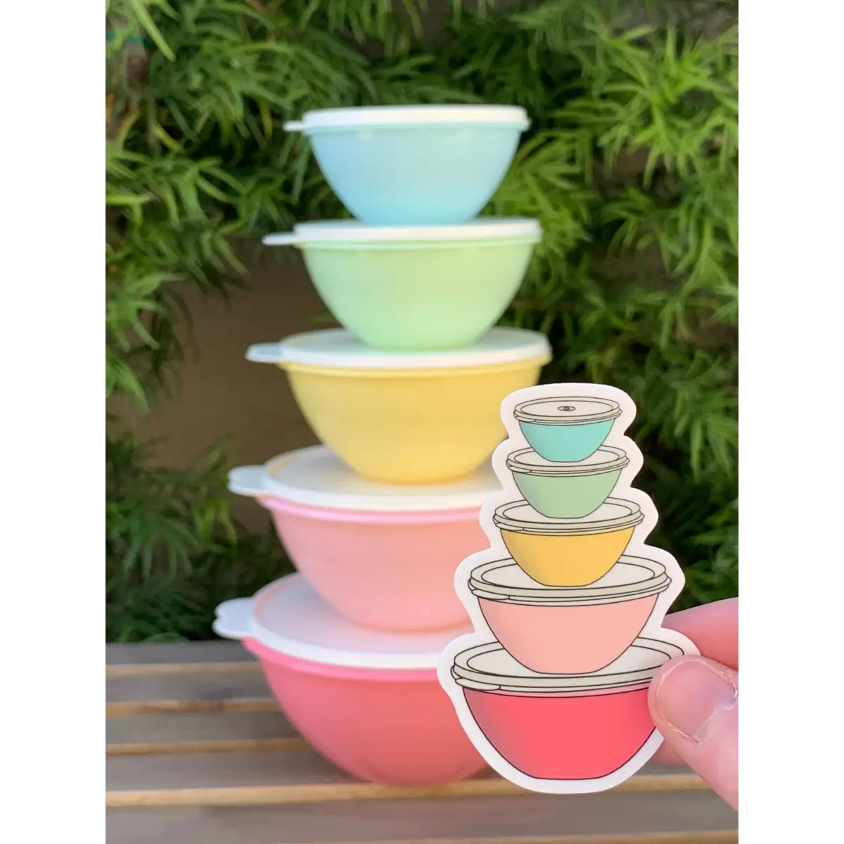 Vintage Pastel Tupperware Wonderlier Bowls Magnet - Extremely Retro