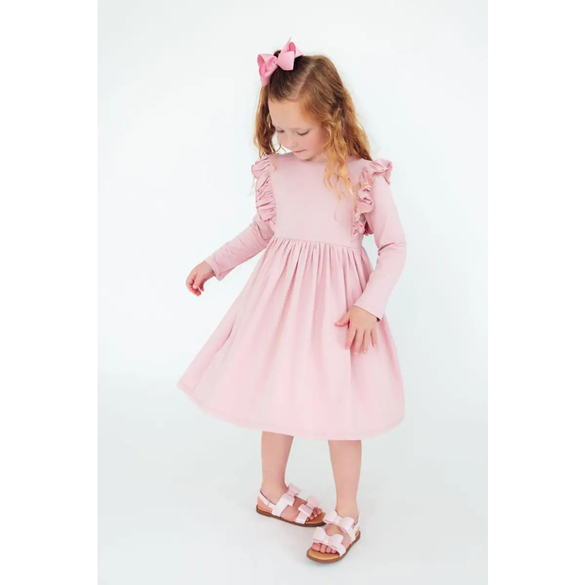 Vintage Pink L/S Ruffle Twirl Dress - Mila & Rose ®