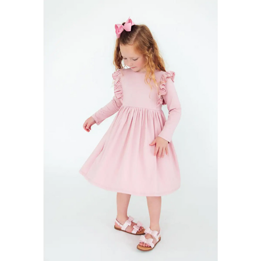 Vintage Pink L/S Ruffle Twirl Dress - Mila & Rose ®