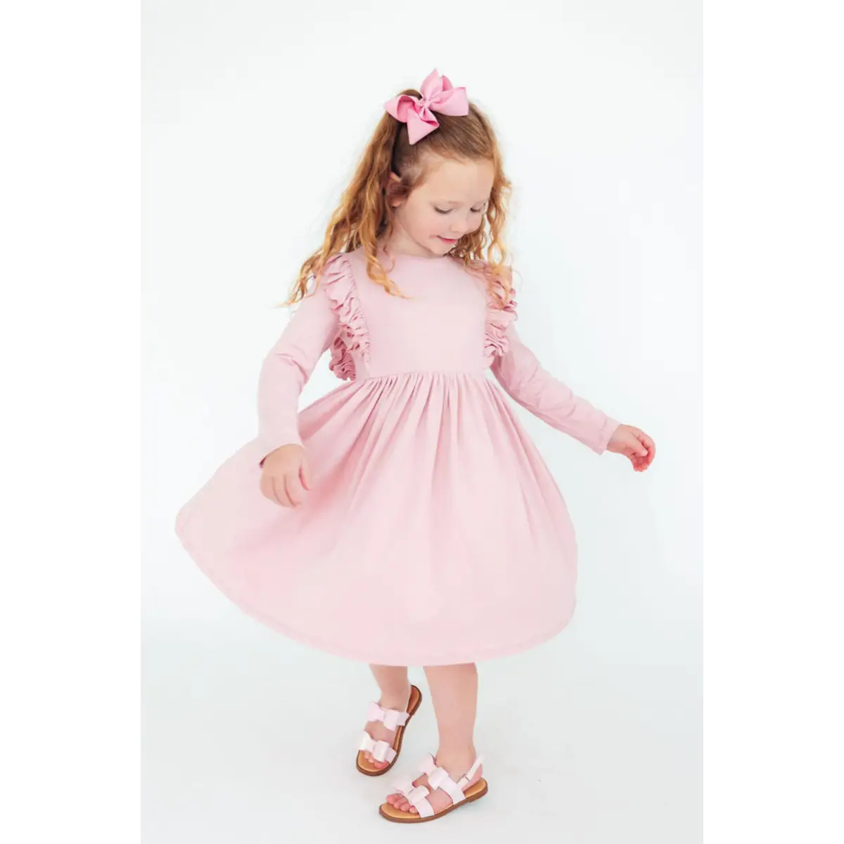 Vintage Pink L/S Ruffle Twirl Dress - Mila & Rose ®