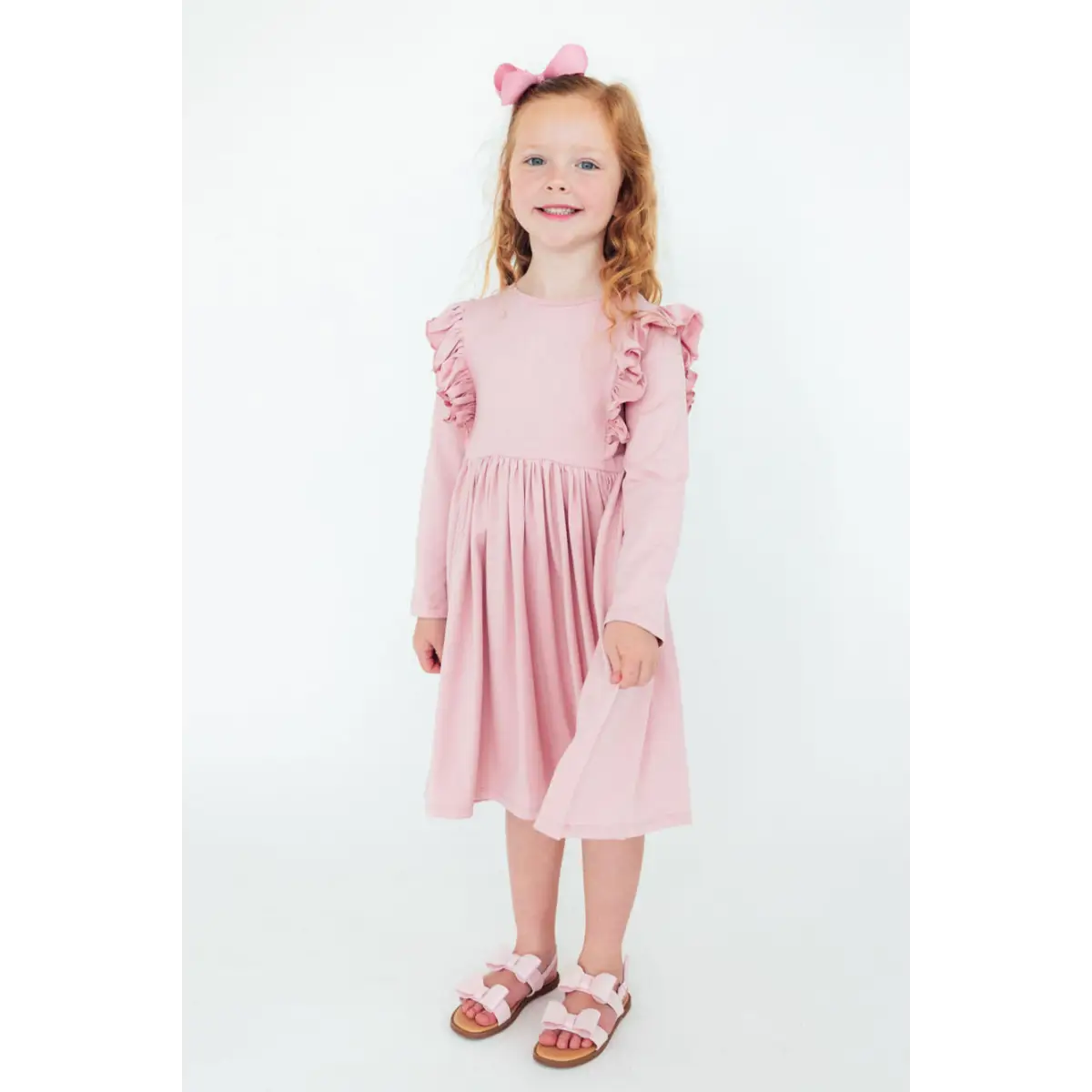 Vintage Pink L/S Ruffle Twirl Dress - Mila & Rose ®
