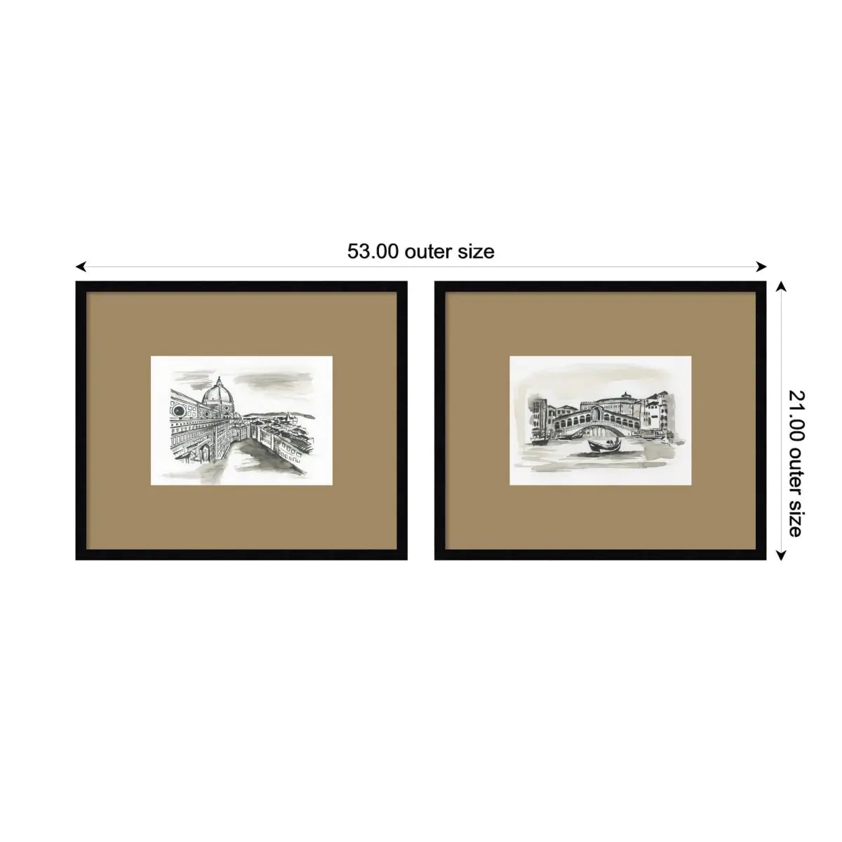 Framed Art Prints - Vintage Postcards Florence & Venice 2 pc Set - kateandlaurel