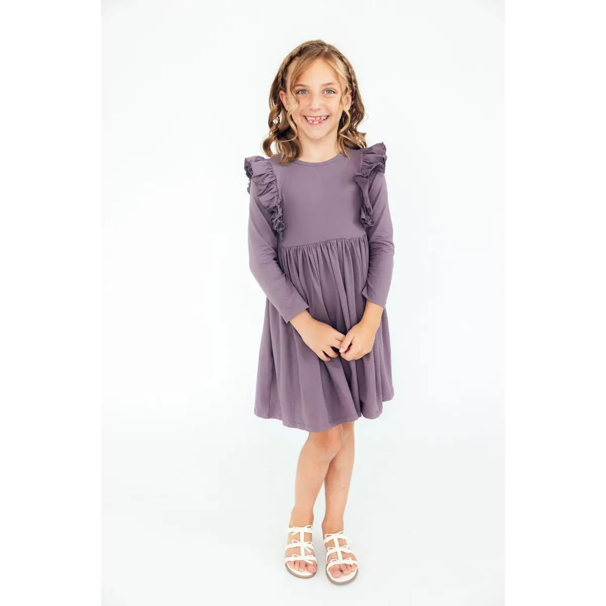 Vintage Violet L/S Ruffle Twirl Dress - Mila & Rose ®