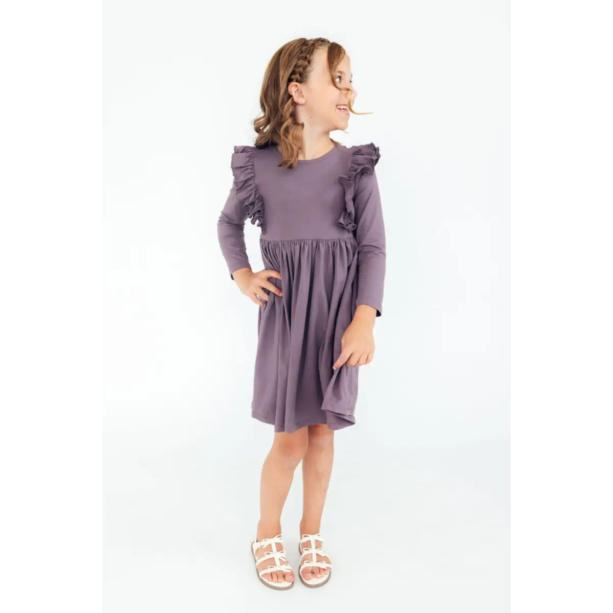 Vintage Violet L/S Ruffle Twirl Dress - Mila & Rose ®