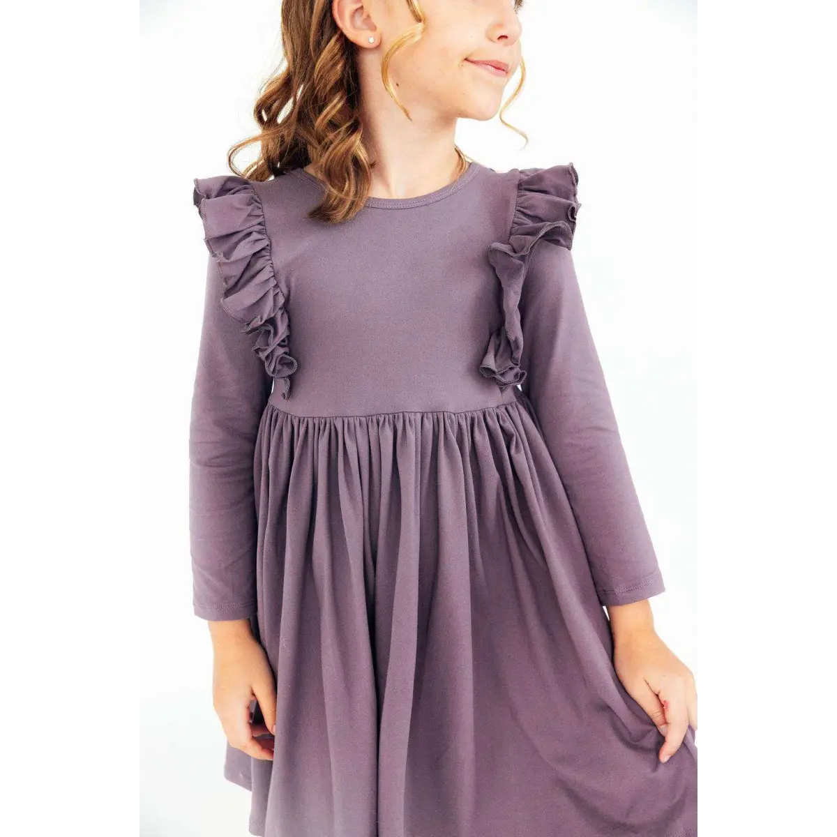 Vintage Violet L/S Ruffle Twirl Dress - Mila & Rose ®