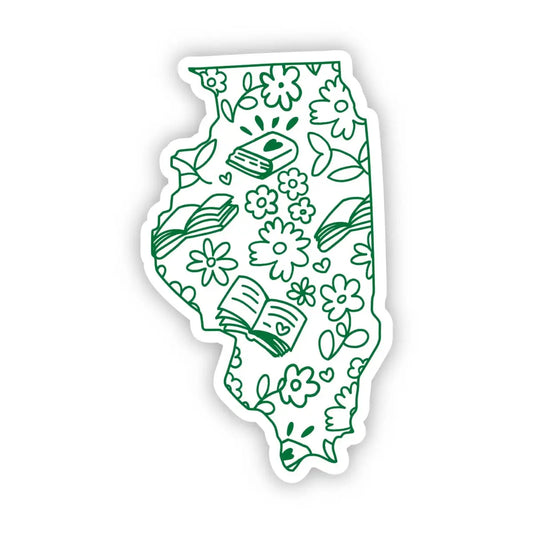 Vinyl Sticker - Illinois - Bookish Pattern - Big Moods