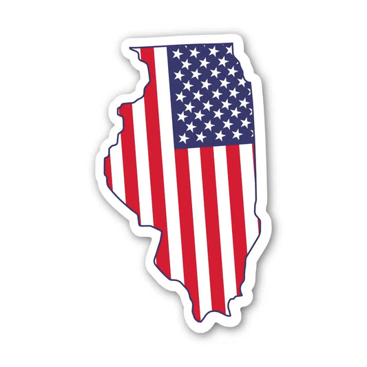 Vinyl Sticker - Illinois USA Flag - Patriotic - Big Moods
