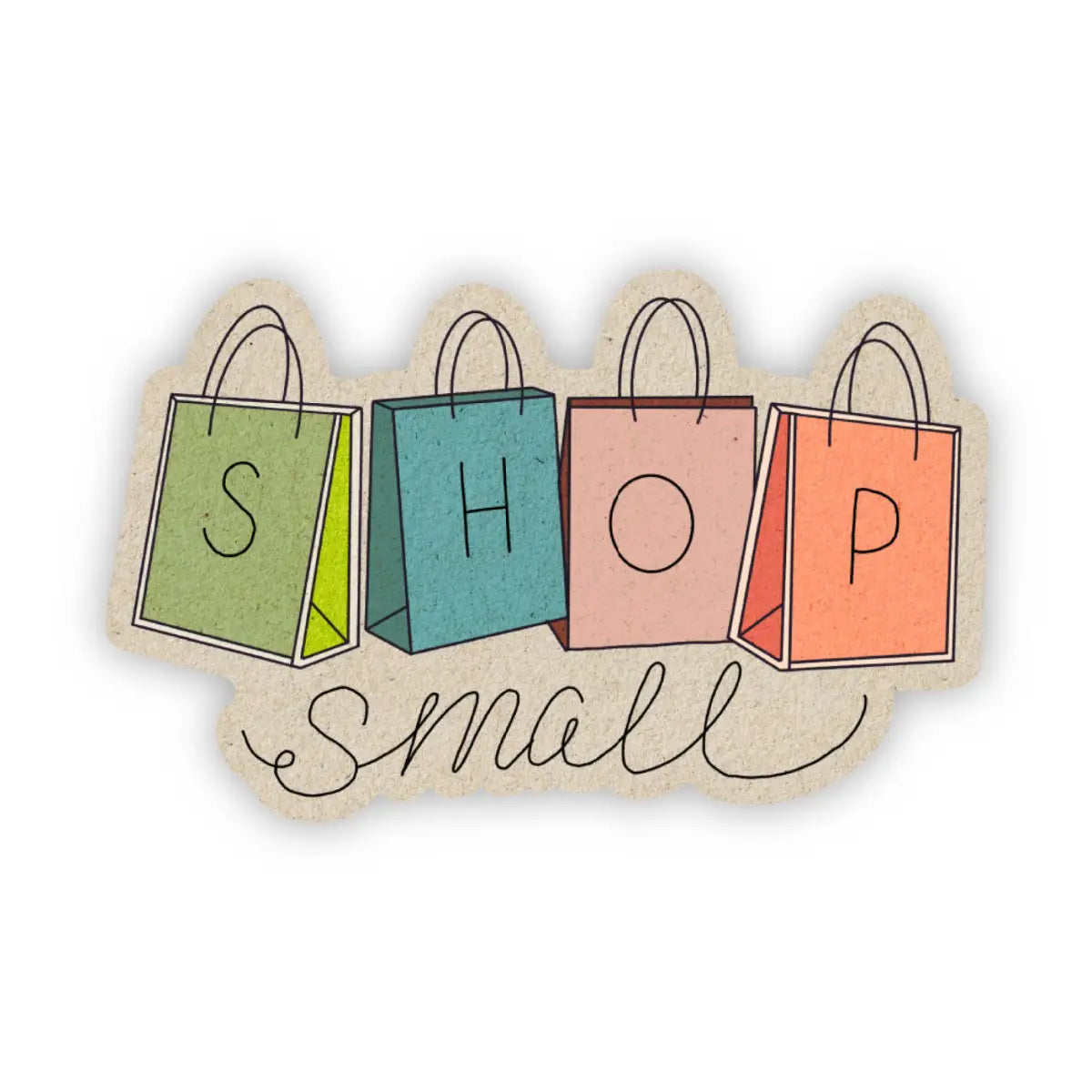 Vinyl Sticker - ’Shop Small’ Shopping Bag - Big Moods
