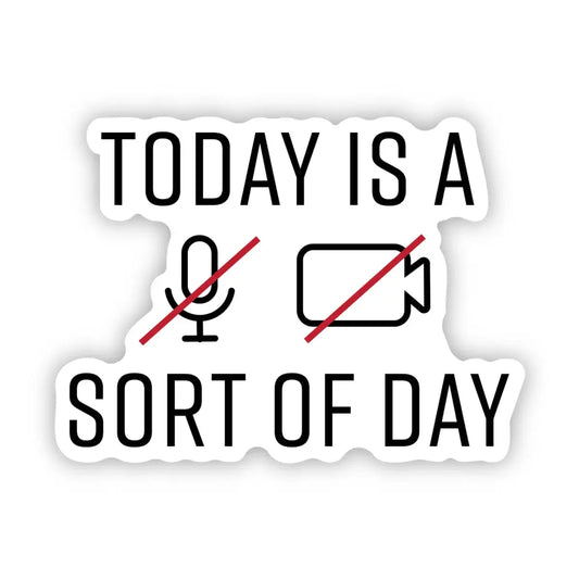 Vinyl Sticker - ’Today is a mute camera off day’ Funny Zoom Work - Big Moods