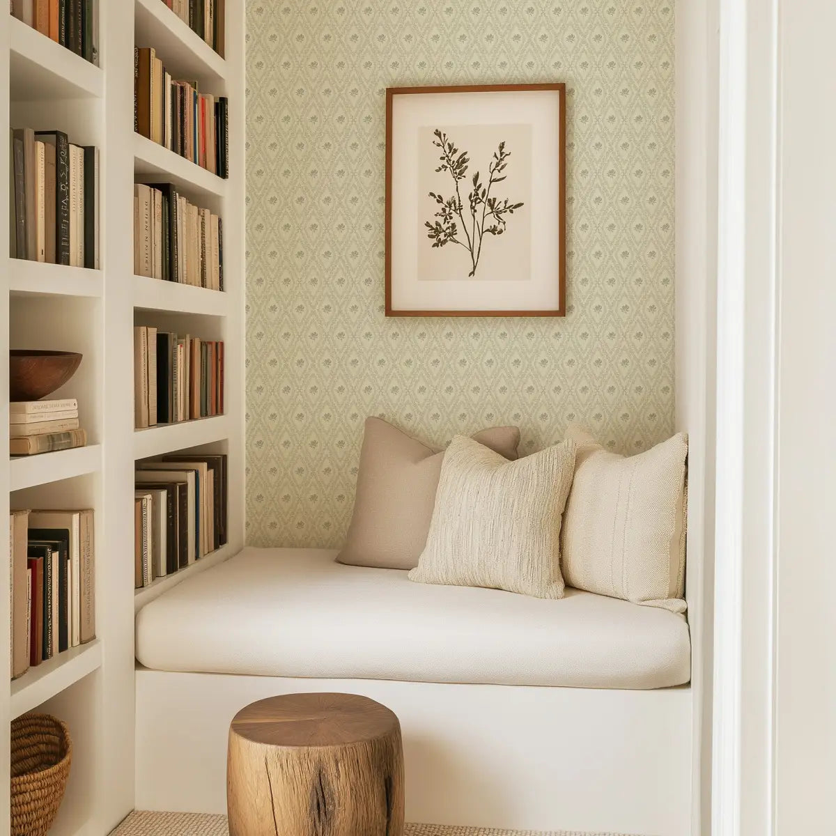 Violet Wallpaper - Magnolias in Diamond Trellis - by Taddy Mikelaites - Loomwell Home Goods