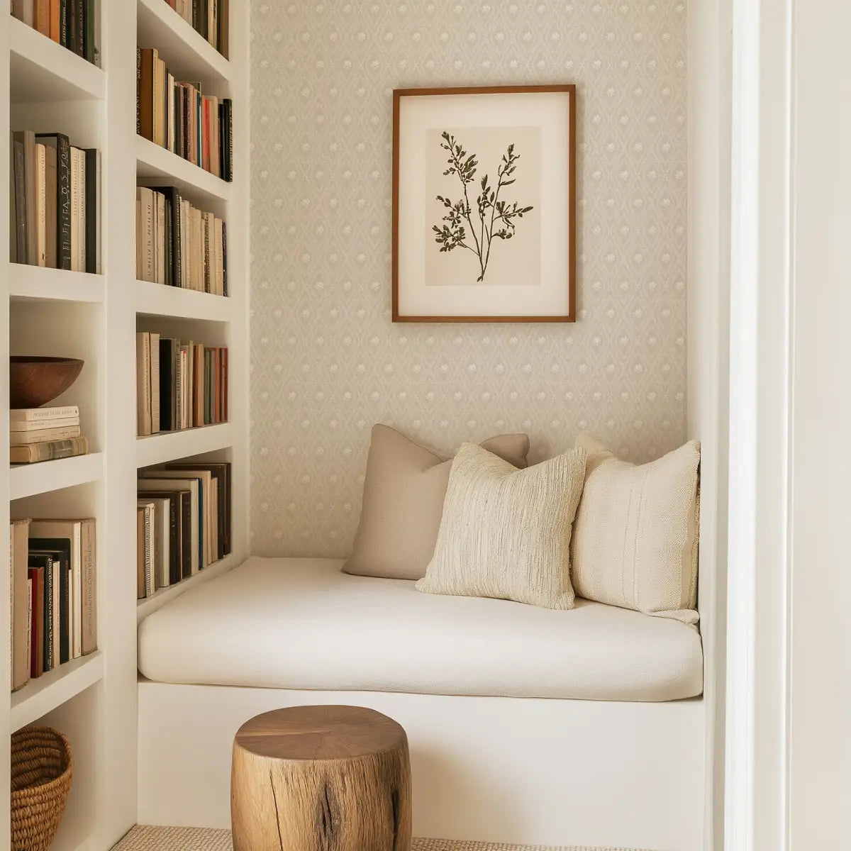 Violet Wallpaper - Magnolias in Diamond Trellis - by Taddy Mikelaites - Loomwell Home Goods