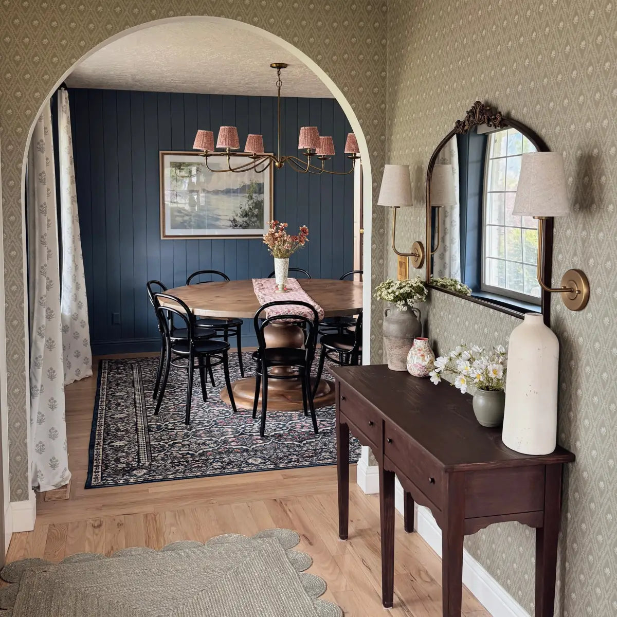 Violet Wallpaper - Magnolias in Diamond Trellis - by Taddy Mikelaites - Loomwell Home Goods