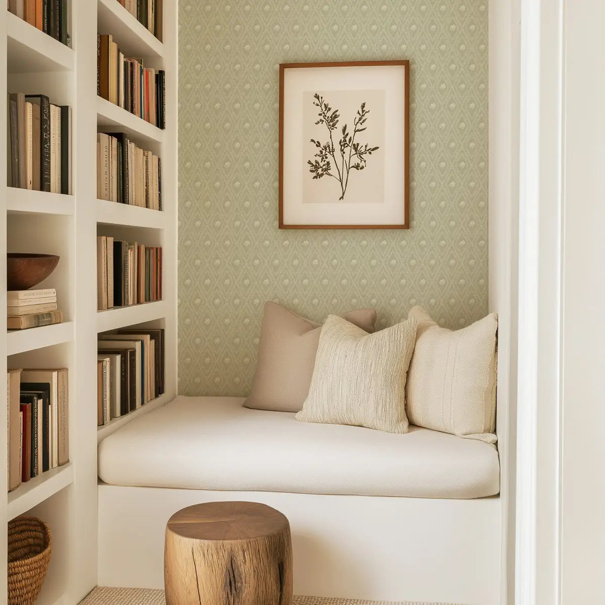 Violet Wallpaper - Magnolias in Diamond Trellis - by Taddy Mikelaites - Loomwell Home Goods