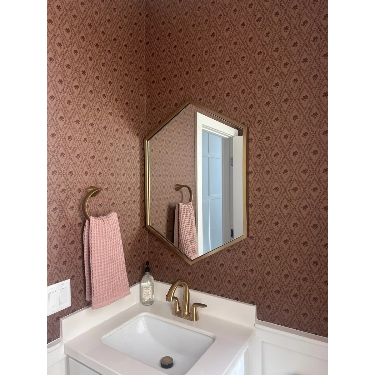 Violet Wallpaper - Magnolias in Diamond Trellis - by Taddy Mikelaites - Loomwell Home Goods