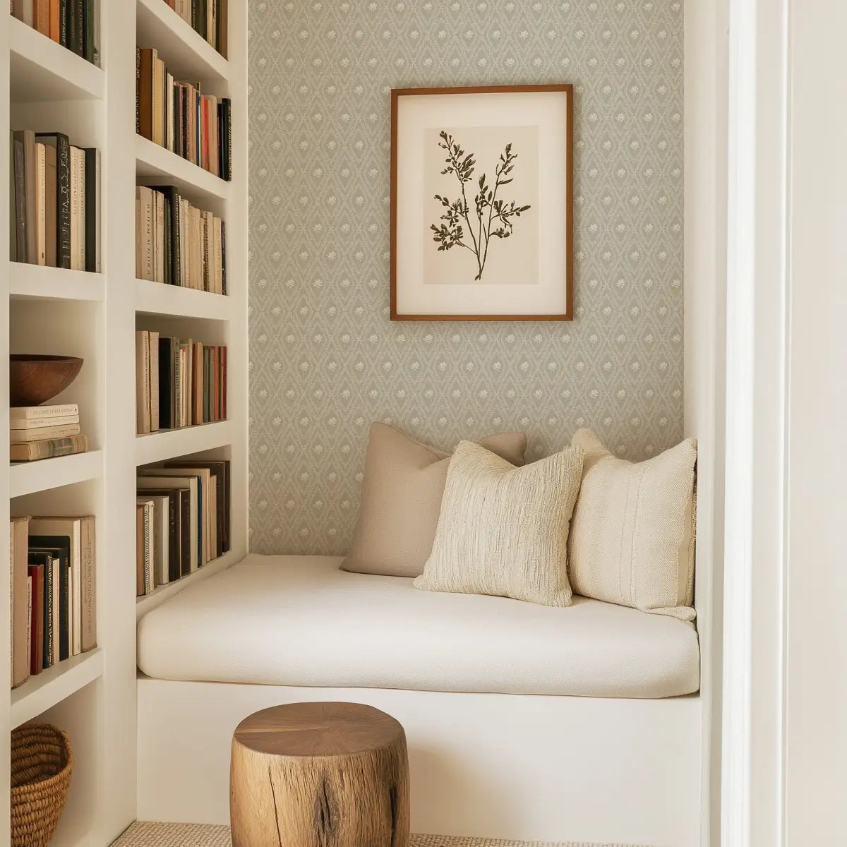 Violet Wallpaper - Magnolias in Diamond Trellis - by Taddy Mikelaites - Loomwell Home Goods