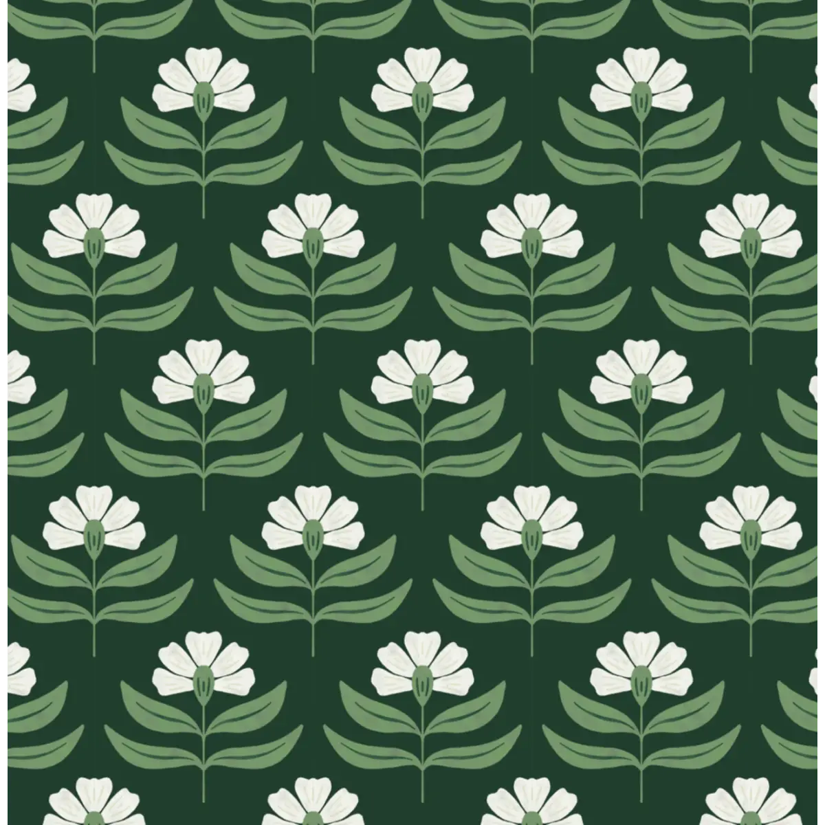 Viv Wallpaper - Bold Bloom - by Amanda Houston - Sample 1 foot by 1 foot / Dark Green - Loomwell Home Goods