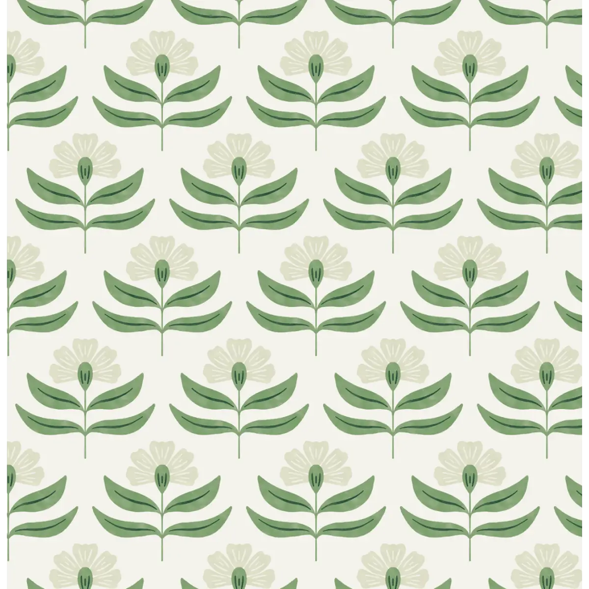 Viv Wallpaper - Bold Bloom - by Amanda Houston - Sample 1 foot by 1 foot / Light Green - Loomwell Home Goods
