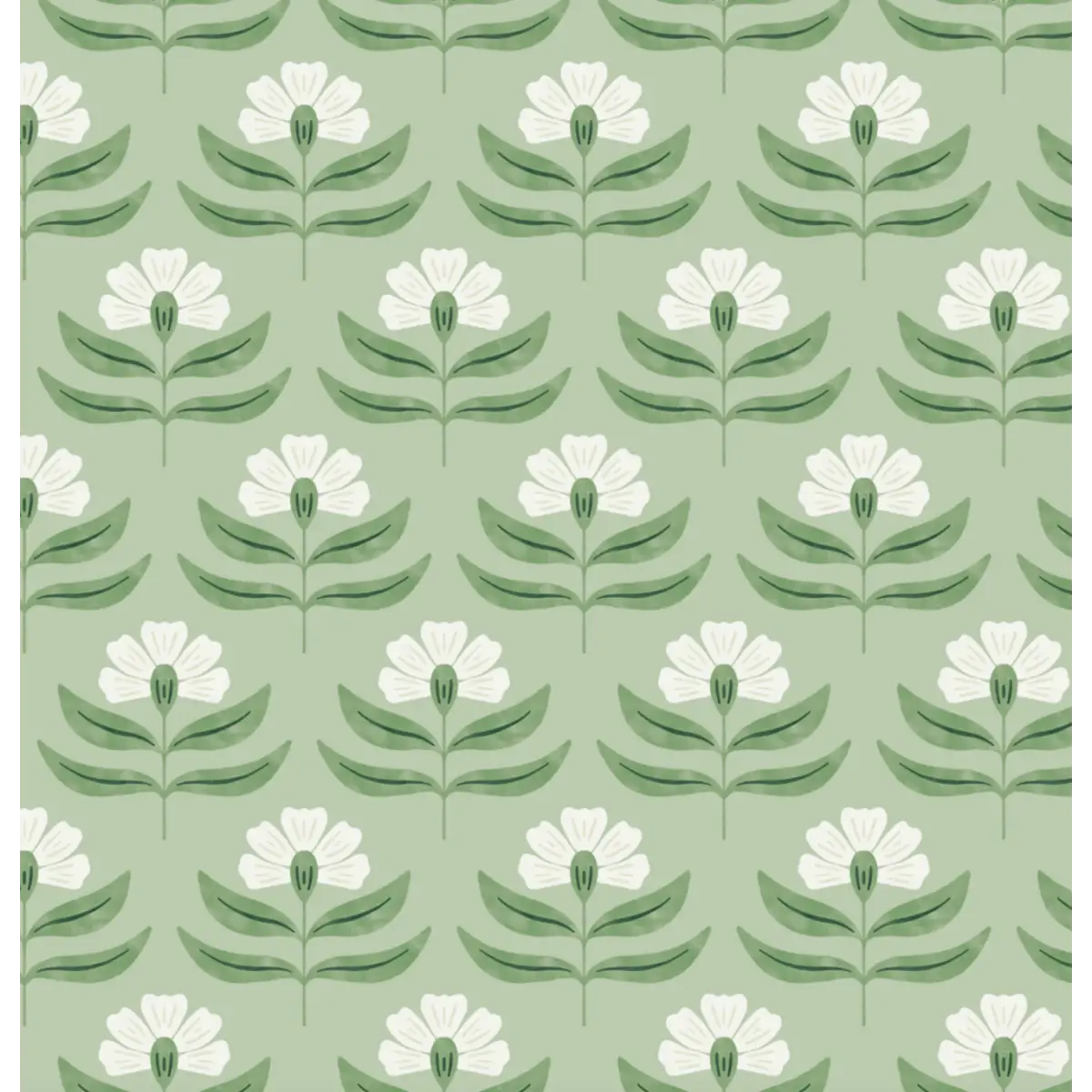 Viv Wallpaper - Bold Bloom - by Amanda Houston - Sample 1 foot by 1 foot / Mid Green - Loomwell Home Goods