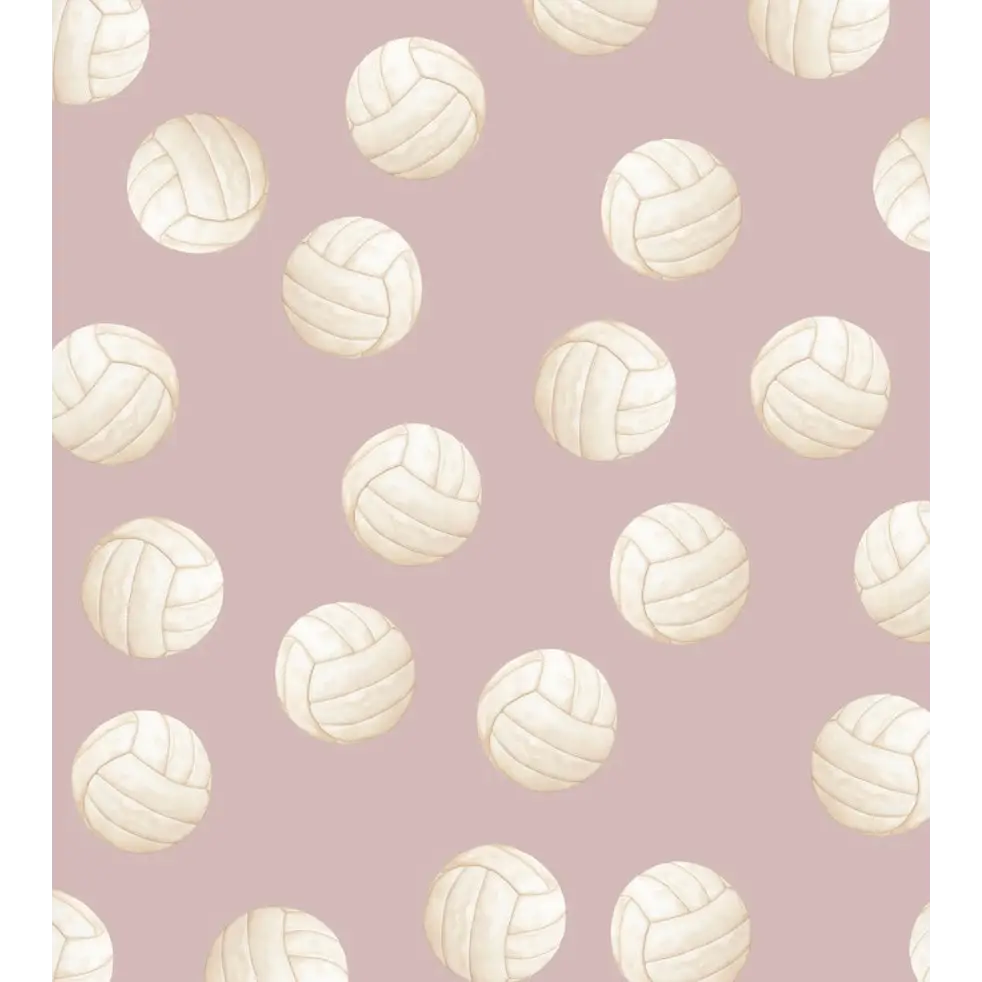 Volley Wallpaper - Volleyball - by Hailey Kiefer - Sample 1 foot by 1 foot / Pink - Loomwell Home Goods