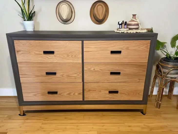 Walnut Paint on Dresser with Natural Wood