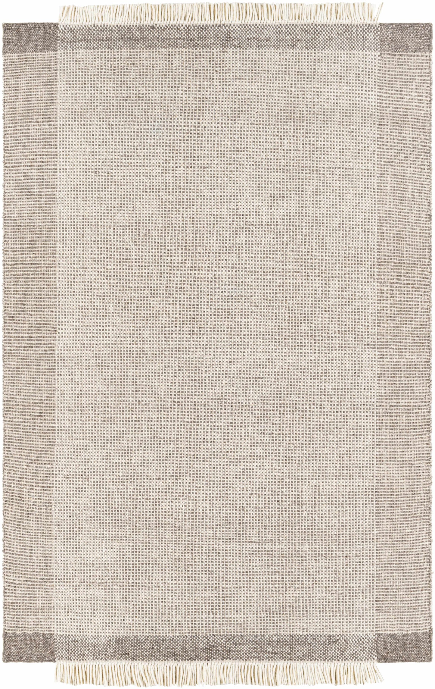 Beige Grid Flat Woven Wool Rug - 5’ x 7’6’’ Rectangle - Boutique Rugs