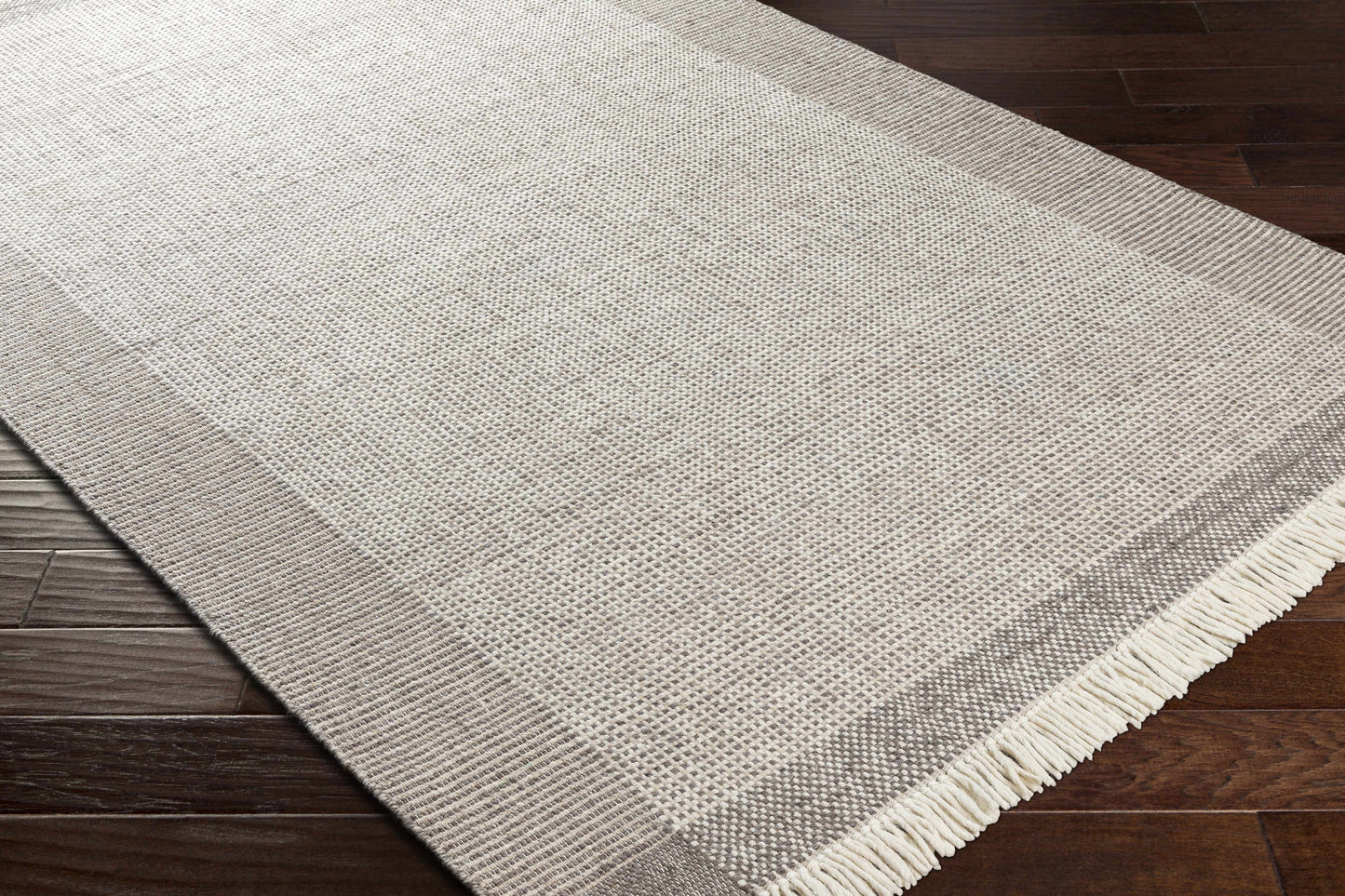 Beige Grid Flat Woven Wool Rug - Boutique Rugs