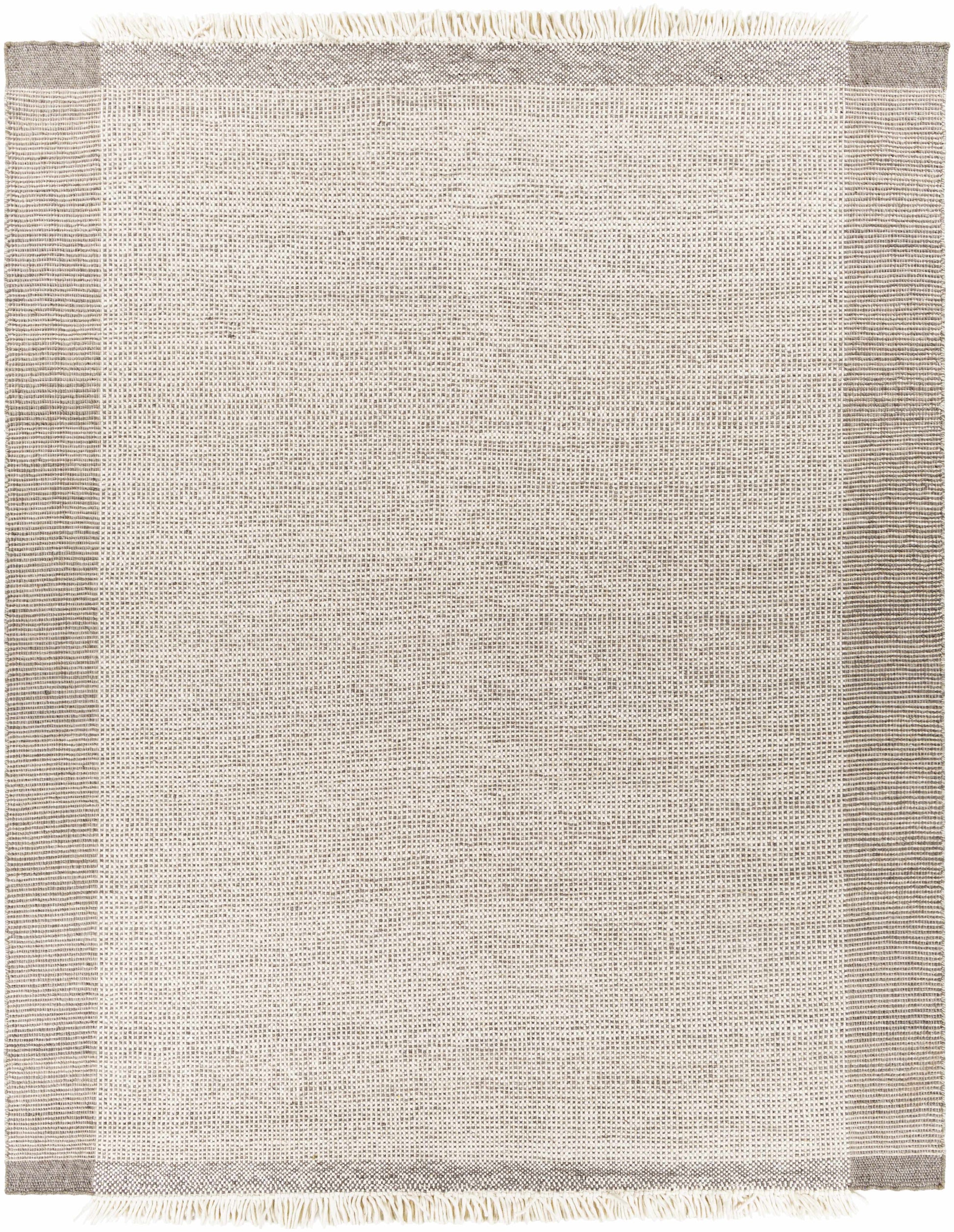Beige Grid Flat Woven Wool Rug - 8’ x 10’ Rectangle - Boutique Rugs