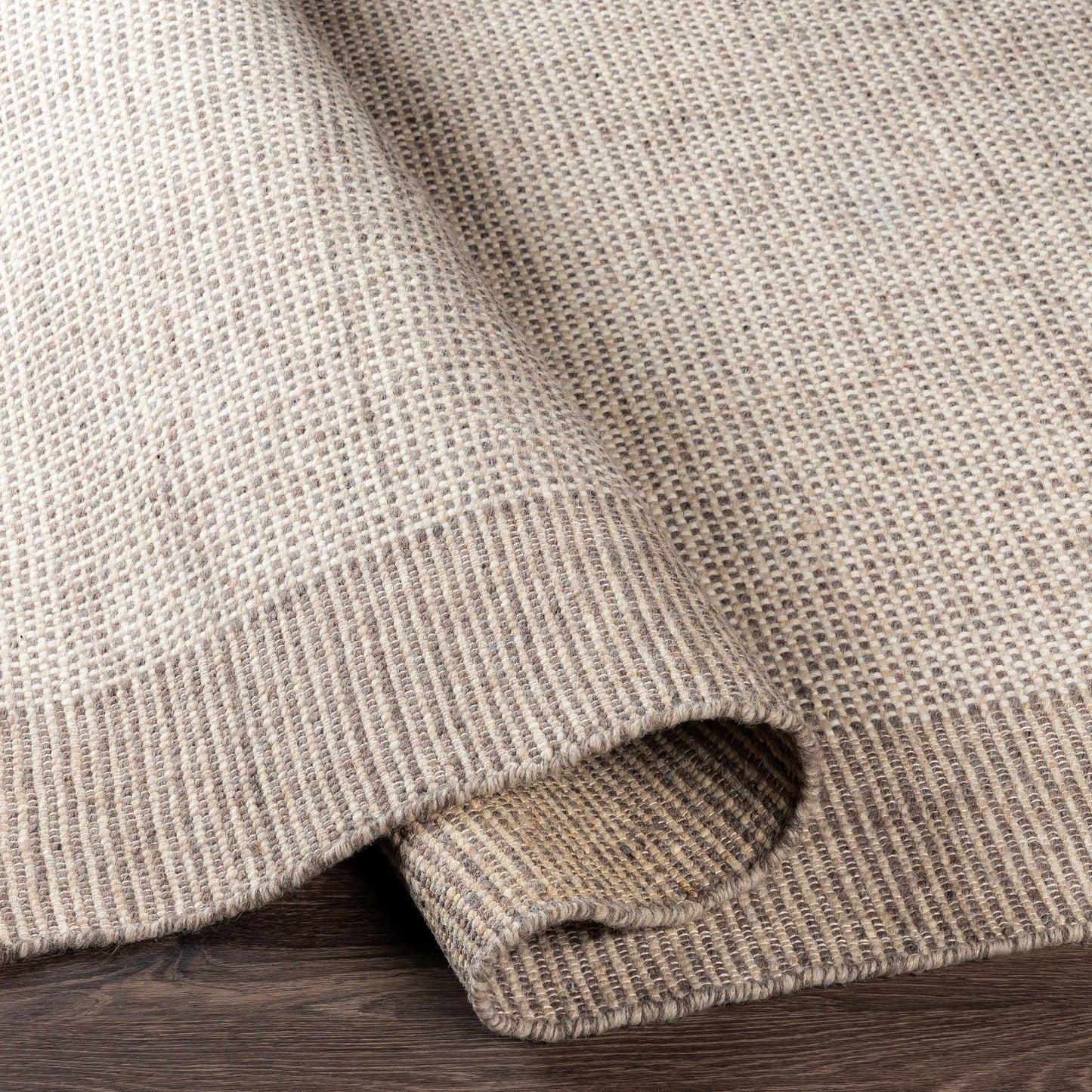 Beige Grid Flat Woven Wool Rug - Boutique Rugs