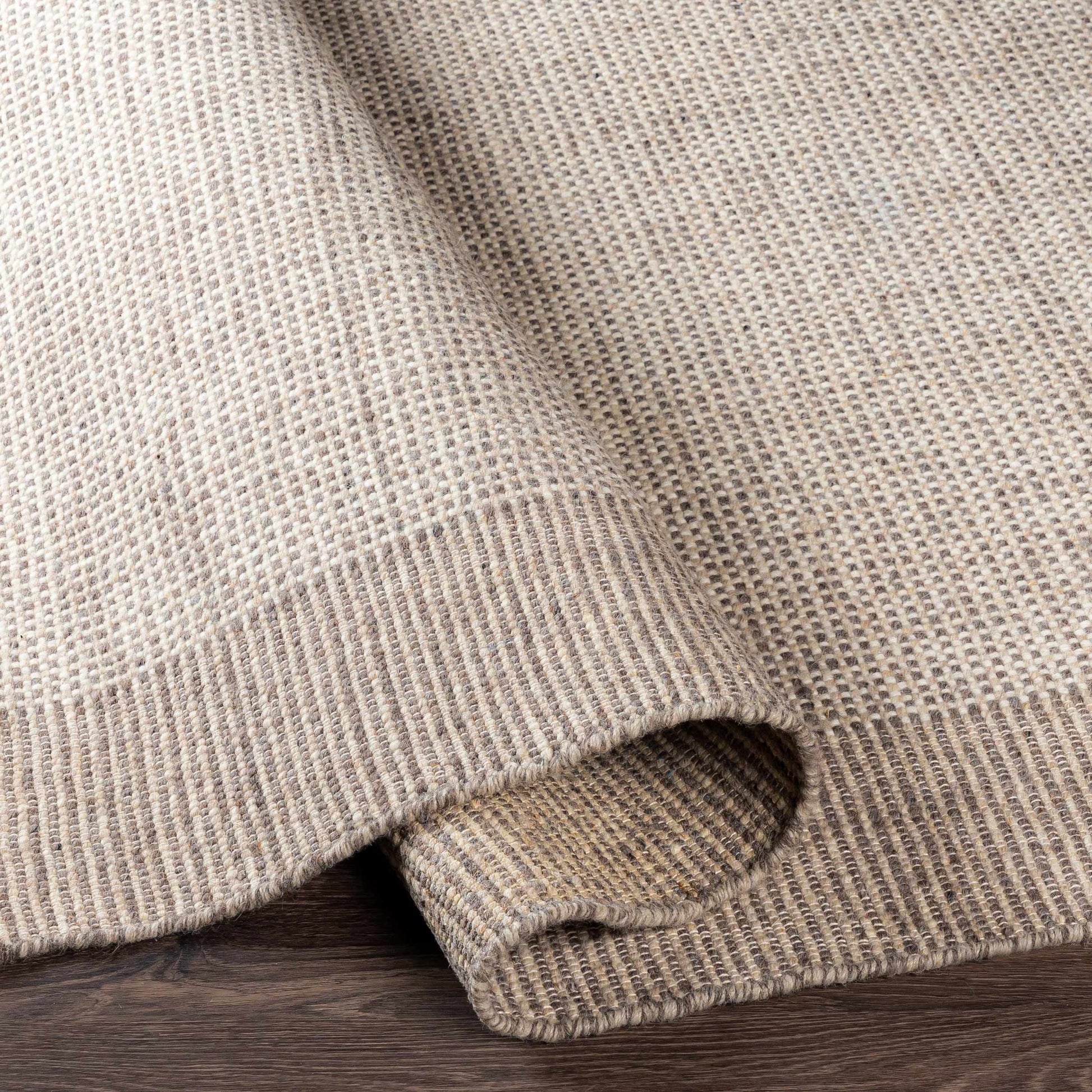 Beige Grid Flat Woven Wool Rug - Boutique Rugs