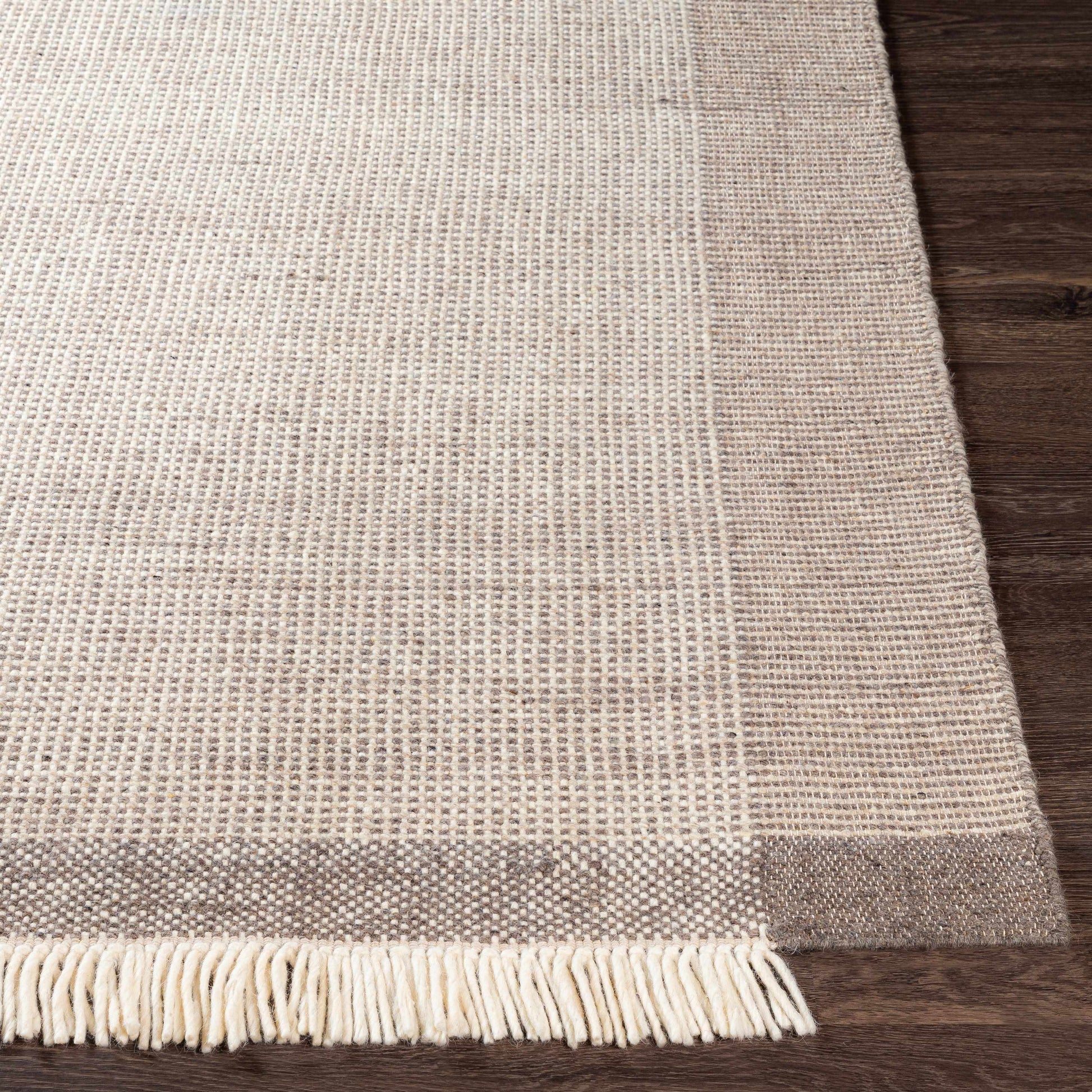 Beige Grid Flat Woven Wool Rug - Boutique Rugs