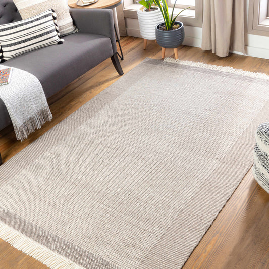 Beige Grid Flat Woven Wool Rug - Boutique Rugs
