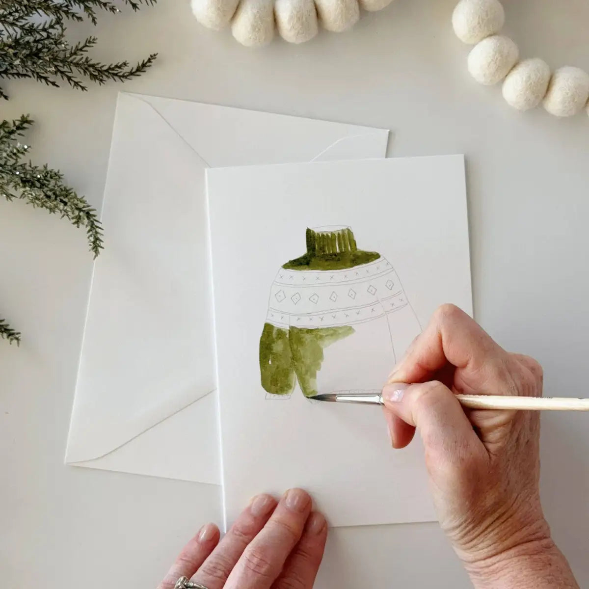 Watercolor Notecard Set - Warm + Cozy - Paintable Note Card Kit - emily lex studio