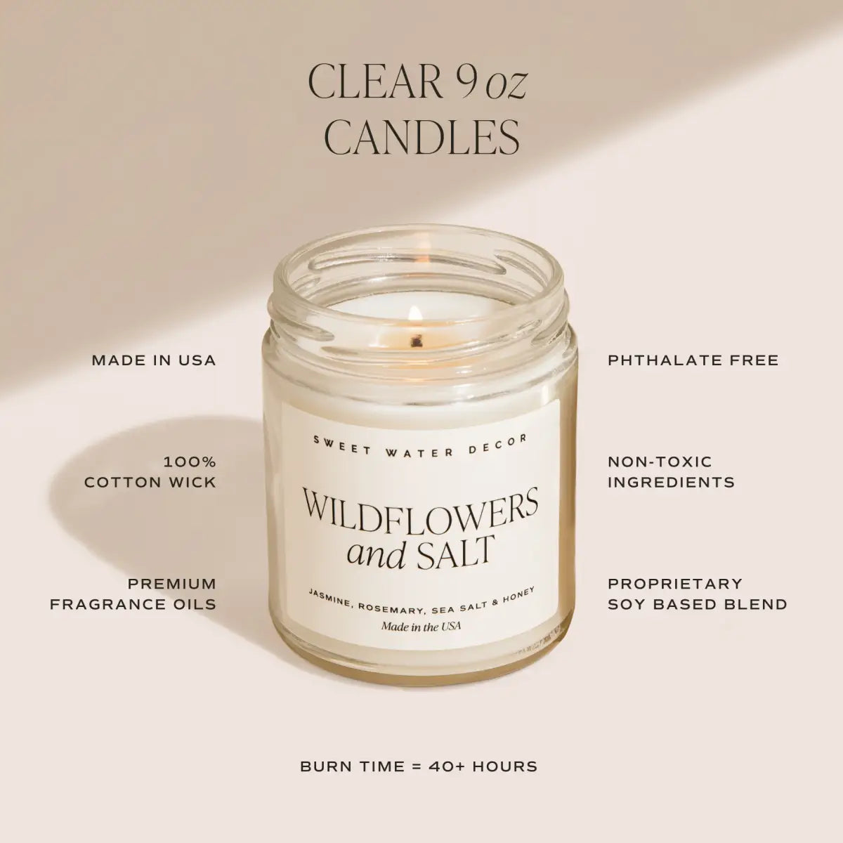 Warm and Cozy Soy Candle - Clear Jar - 9 oz - Sweet Water Decor