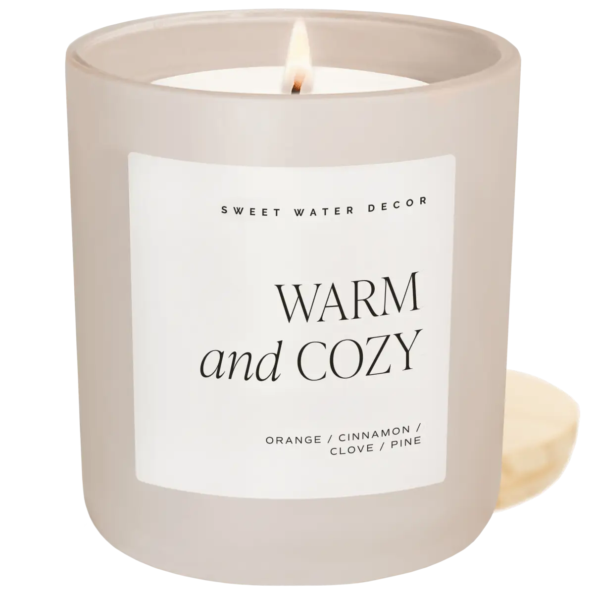 Warm and Cozy Soy Candle - Tan Matte Jar - 15 oz - Sweet Water Decor