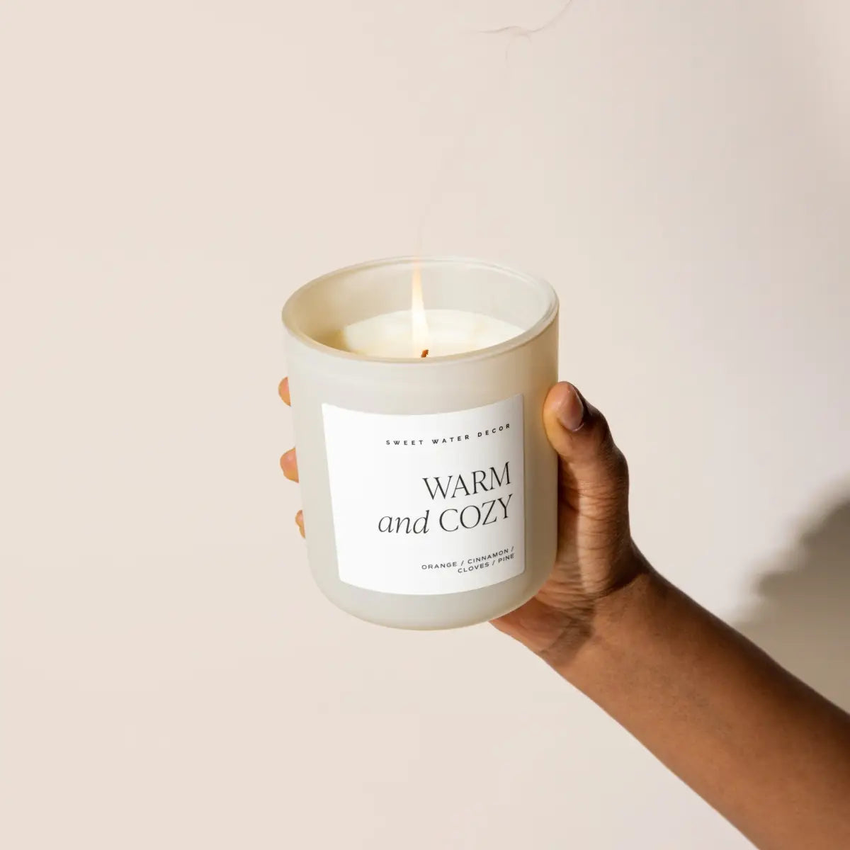 Warm and Cozy Soy Candle - Tan Matte Jar - 15 oz - Sweet Water Decor