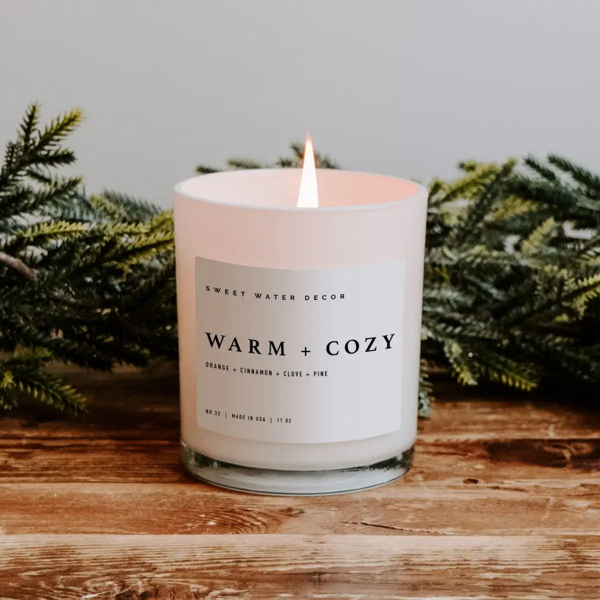 Warm and Cozy Soy Candle - White Jar - 11 oz - Sweet Water Decor