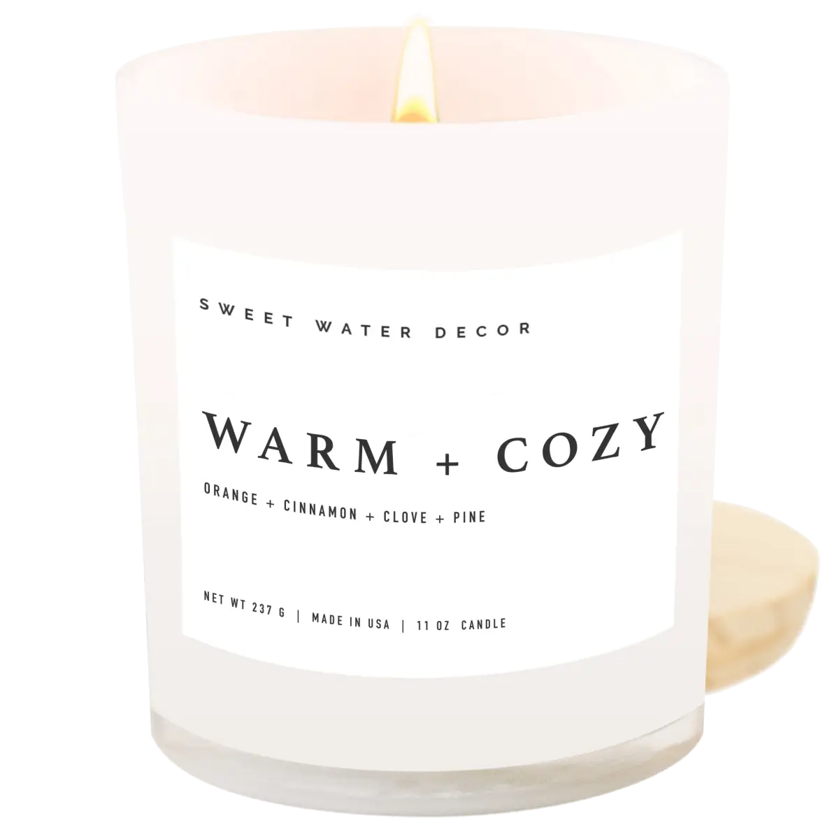 Warm and Cozy Soy Candle - White Jar - 11 oz - Sweet Water Decor
