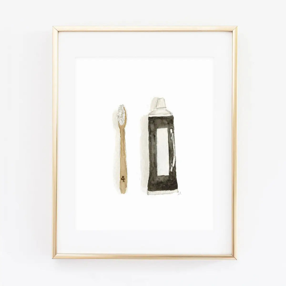 Watercolor Art Print - Toothbrush and Toothpaste - emily lex studio