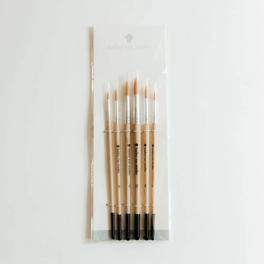 Watercolor Brush Set - 6 piece Round Tip - Bailey Rae Studio