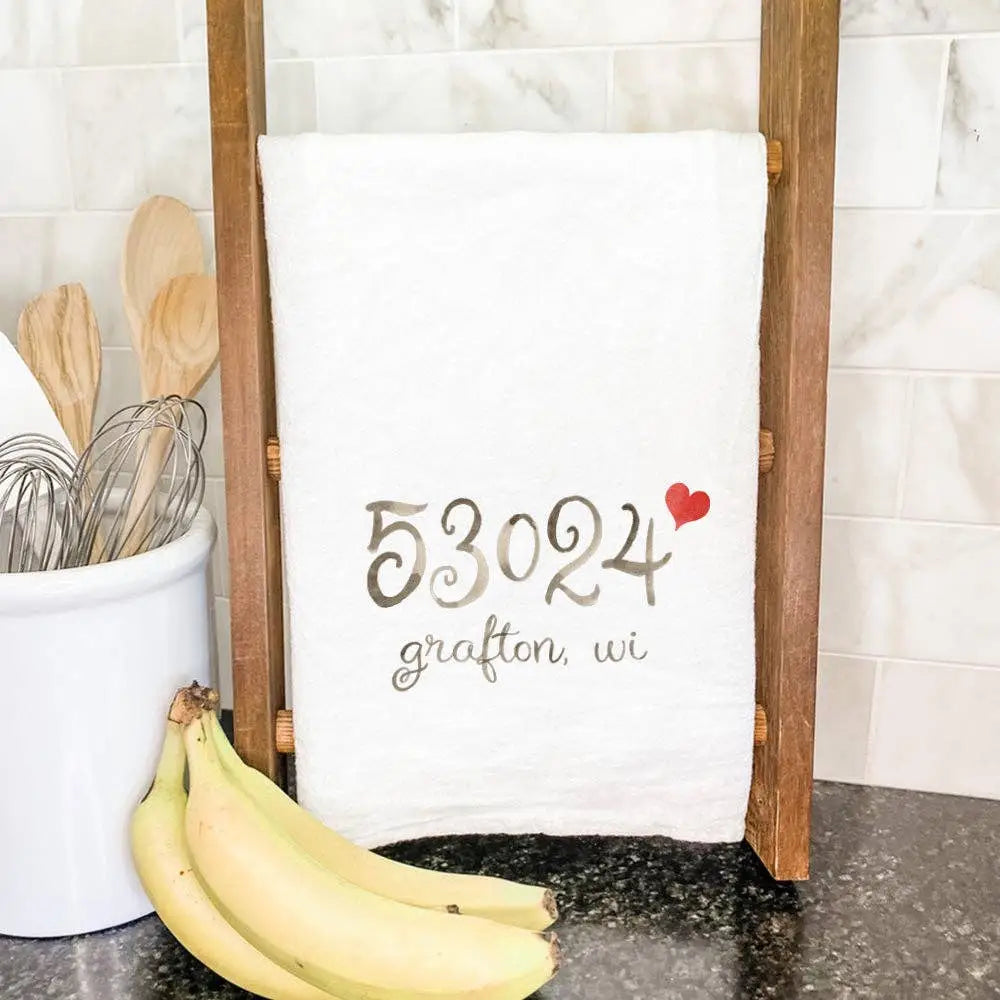 62002 Zip Code Tea Towel - Alton Illinois - Indigo Tangerine