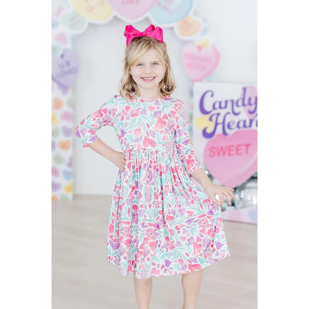Pocket Twirl Dress - Watercolor Hearts - Mila & Rose ®