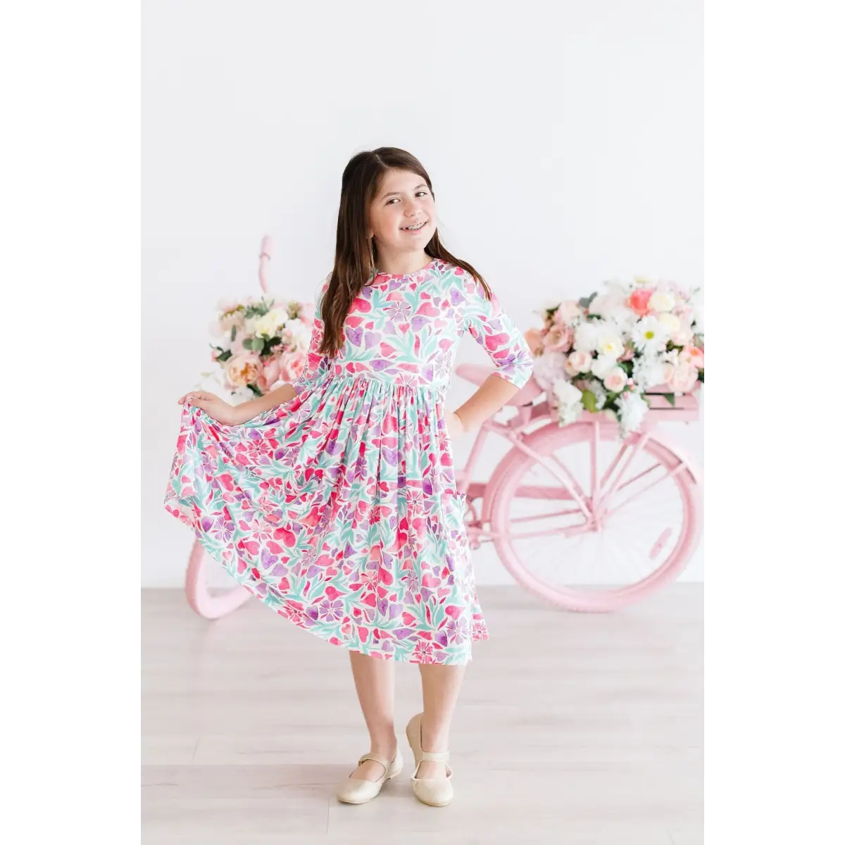Pocket Twirl Dress - Watercolor Hearts - Mila & Rose ®