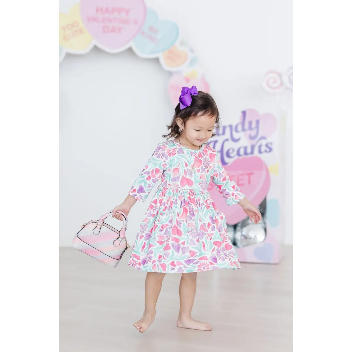 Pocket Twirl Dress - Watercolor Hearts - Mila & Rose ®